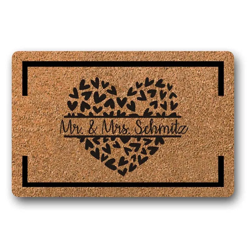 

Personalized customization Name Mr & Mrs Doormat Love - Gift for A Couple - Cute Housewarming Gift, Wedding Gift Personalized c