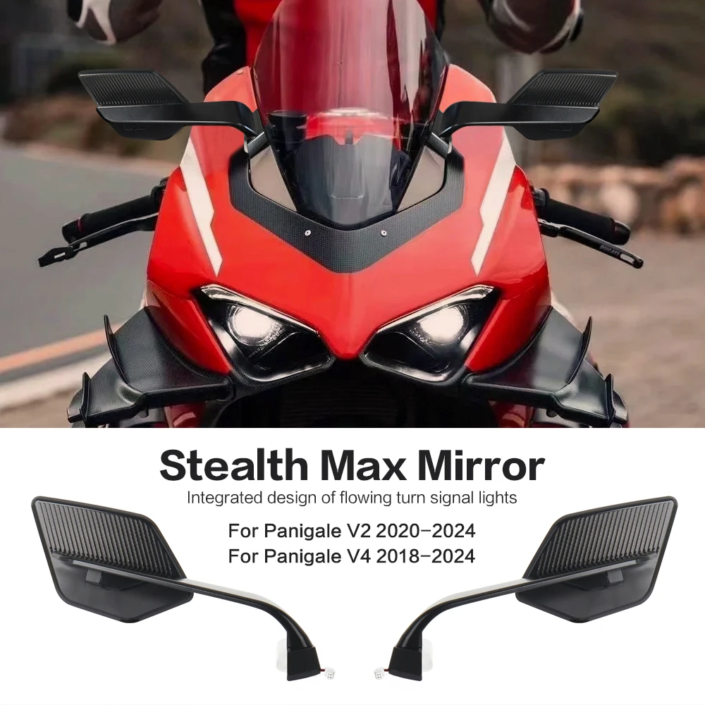 Motorcycle Rearview Rear View Side Mirrors With LED Turn Signal Light ...