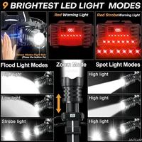 פנס ראש LED נייד סוג-C נטען פנס ראש LED מתכת אלומיניום פנס קמפינג דיג תאורה 6