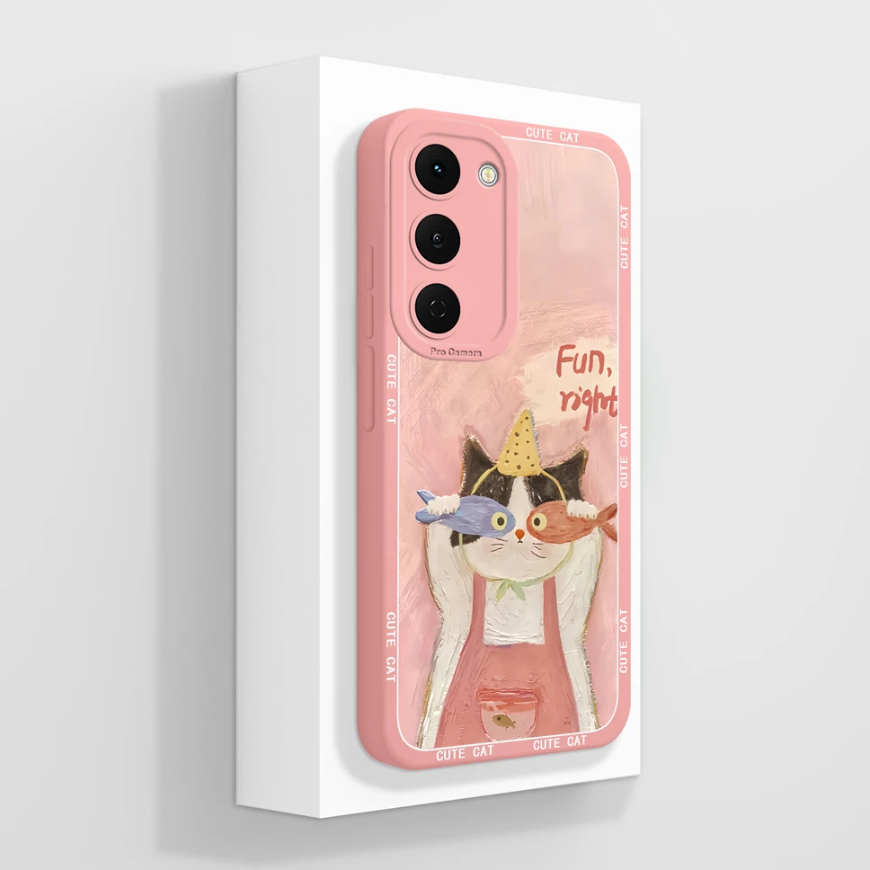 Funny Cat Cartoon High-Quality Shockproof Phone Case with Bumper Shell