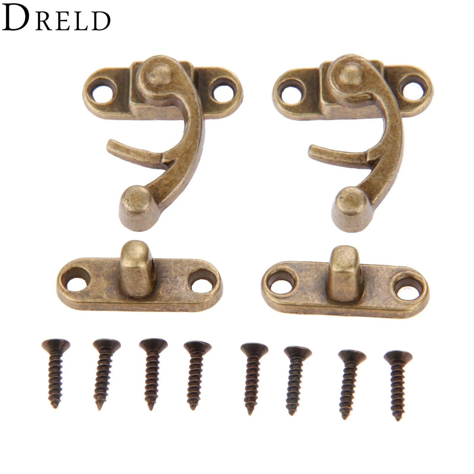 Vintage Wooden Box Decorative Latch Clasps 6Pcs Lock Padlock Hasp Hook Antique Wooden Case Buckle With Screws Zinc Alloy 29*33MM