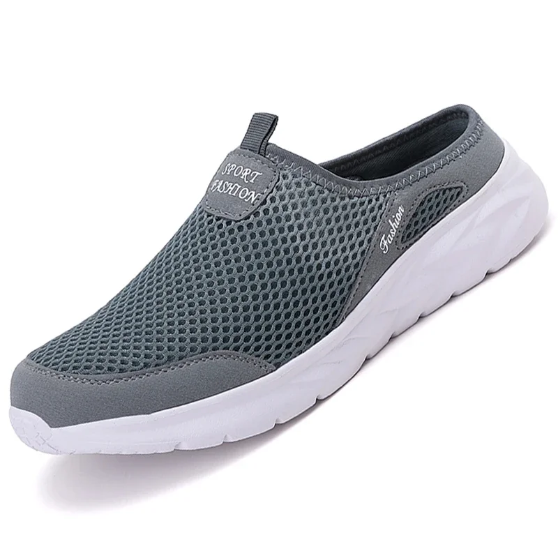 New Casual Sandals Men Summer Half Shoes Slippers Slides Slip on Shoes Men Mesh Breathable Soft Comfortable Slippers for Men