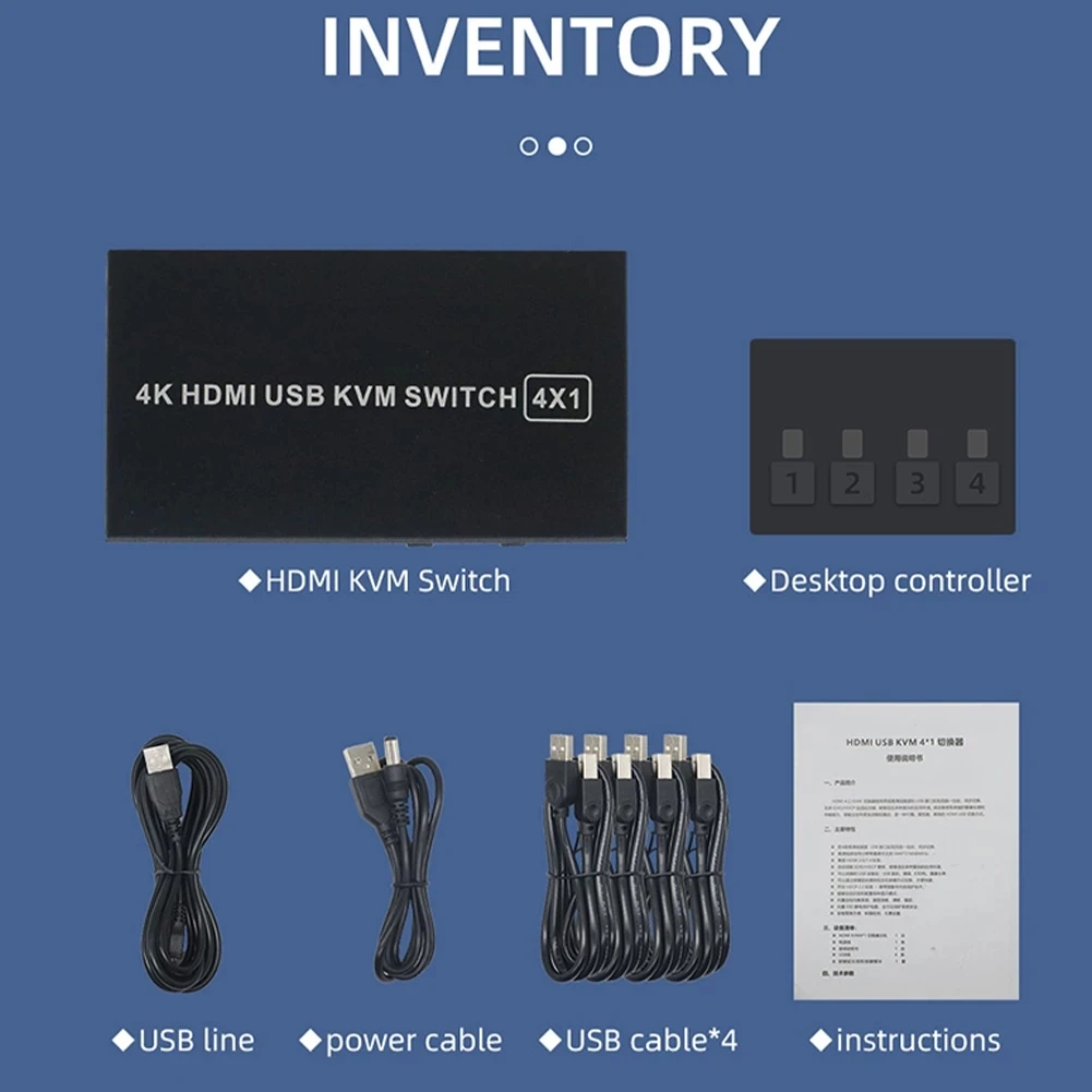 4K HDMI KVM Switch 4 in 1 out 4K 60Hz HDMI USB KVM Switcher 4x1 for 4 PC Share Monitor Mouse Keyboard with Desktop Controller hdmi switch