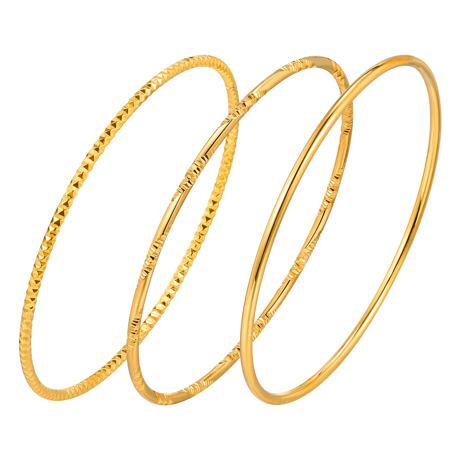 Elegant 18k Gold Plated Glossy Thin Bangle Bracelet