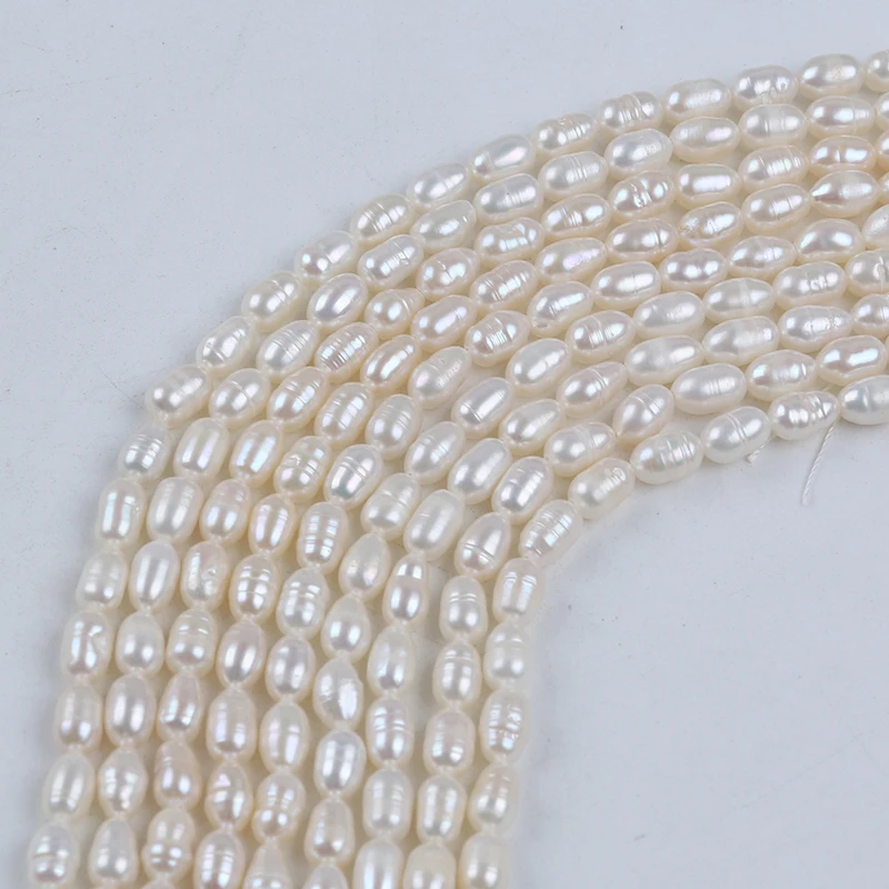 

Бусины из пресноводного риса класса А, насыпные жемчужины белого цвета для браслетов «сделай сам», 4 шт., 20 см, 5-6 мм