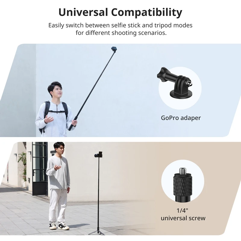 ULANZI TT52 59in Invisible Selfie Stick Tripod for Insta360 X4/GO GoPro DJI Accessory Extension Pole Selfie Stick Handle Grip 6