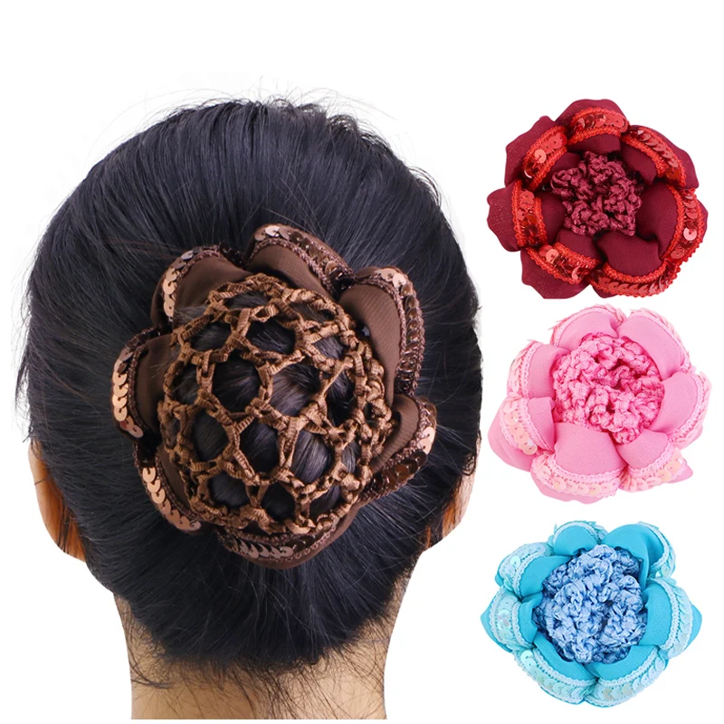 New Girls Sequined crochet hair net Ballet Dance Skating Snoods Elastic Tie Bun Cover Hair Styling Tool For Women Girls Hairnets 1 pair of ice skates covers ice skates guards for hockey skates skating cover ice skates accessories