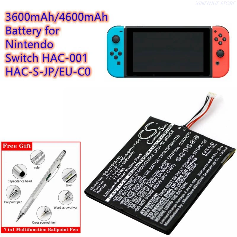 Game Console Battery 3.7V/3600mAh/4600mAhHAC 003, HAC A BPHAT C0 for
