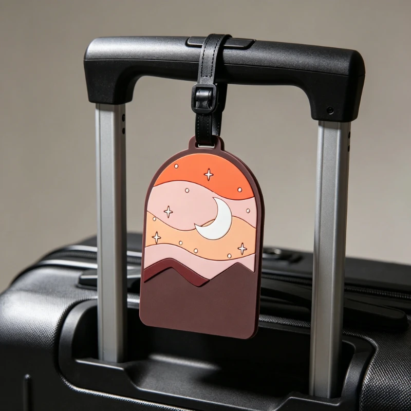 별이 빛나는 하늘, 산, 예술에서 영감을 받은 창의적인 수하물 태그 1개, 완벽한 여행용 액세서리. 휴대용 ID 태그 1개, 슈트 포함