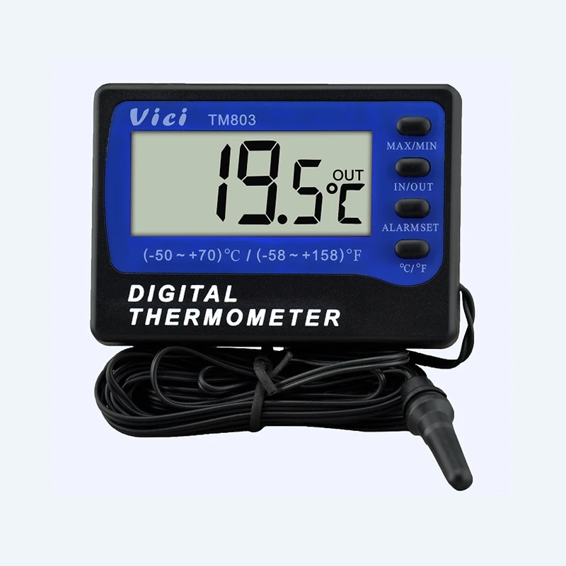 Vici TM803 Digital LCD Thermometer Refrigerator Freezer Aquarium Medicine Box Temperature Meter Alarm 3MCable Sensor Thermograph