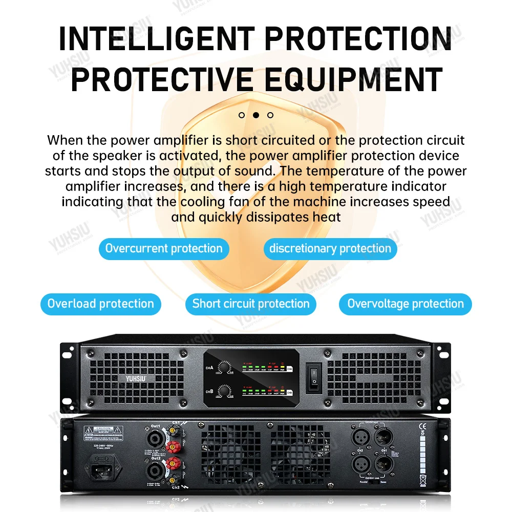 YUHSIU Professional 2U Digital AMP Class D Hifi High Power Amplifier 650W 2/4 Channels For KTV Disco Stage Karaoke Audio Speaker