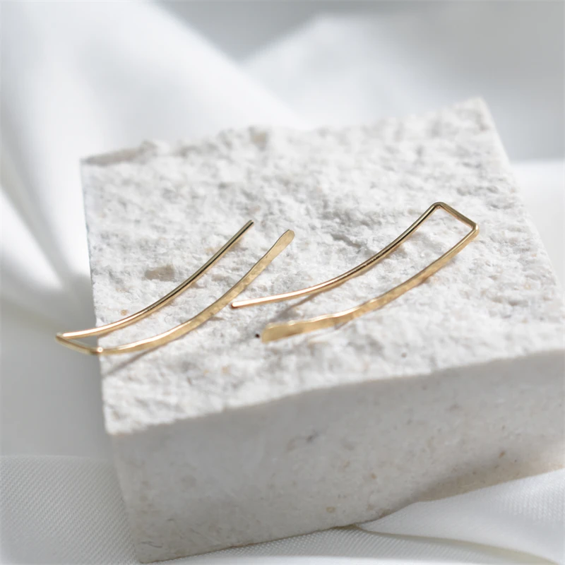 925 Silver grillz piercing earrings jewelry ear cuff charm handmade hammered gold filled for women ear clip earrings clip earrings ear clip
