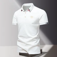 2024 été nouveaux hommes pur coton à manches courtes T-shirt pour hommes haut de gamme décontracté revers demi manches Polo hommes haut 2