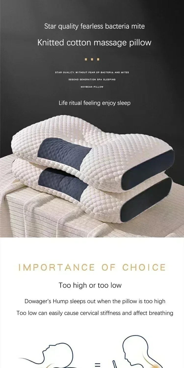 Description Picture 3 of itemCervical Orthopedic Neck Pillow Help Sleep And Protect The Pillow Neck Household Soybean Fiber SPA Massage Pillow For Sleeping