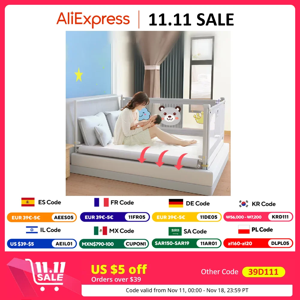 IMBABY Bed Guardrail Liftable Baby Safety Bed Barrier Stable Handrail Safety Children Fence Crib Rail Guard for Kids Playpen