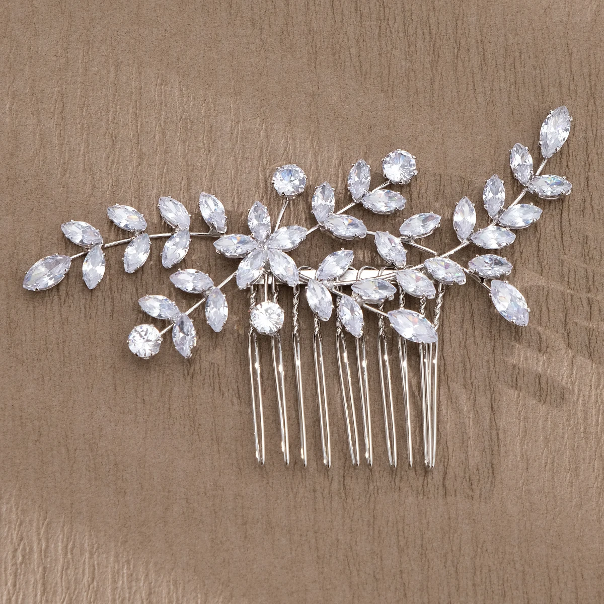 Großhandel elegante glänzende Zirkonia Hochzeit Schmuck Haarkämme Hochzeitskleid Kopfschmuck Gold Silber Haarkämme Frauen Mädchen Braut – Detail 4