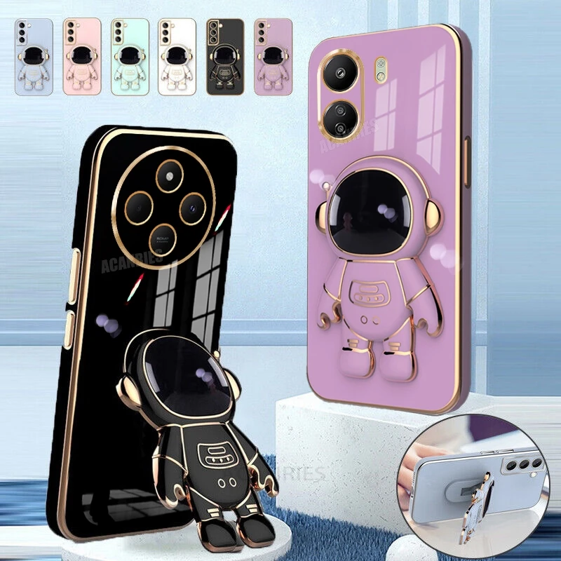 Astronaut Holder Luxury Plating Silicone Stand Case