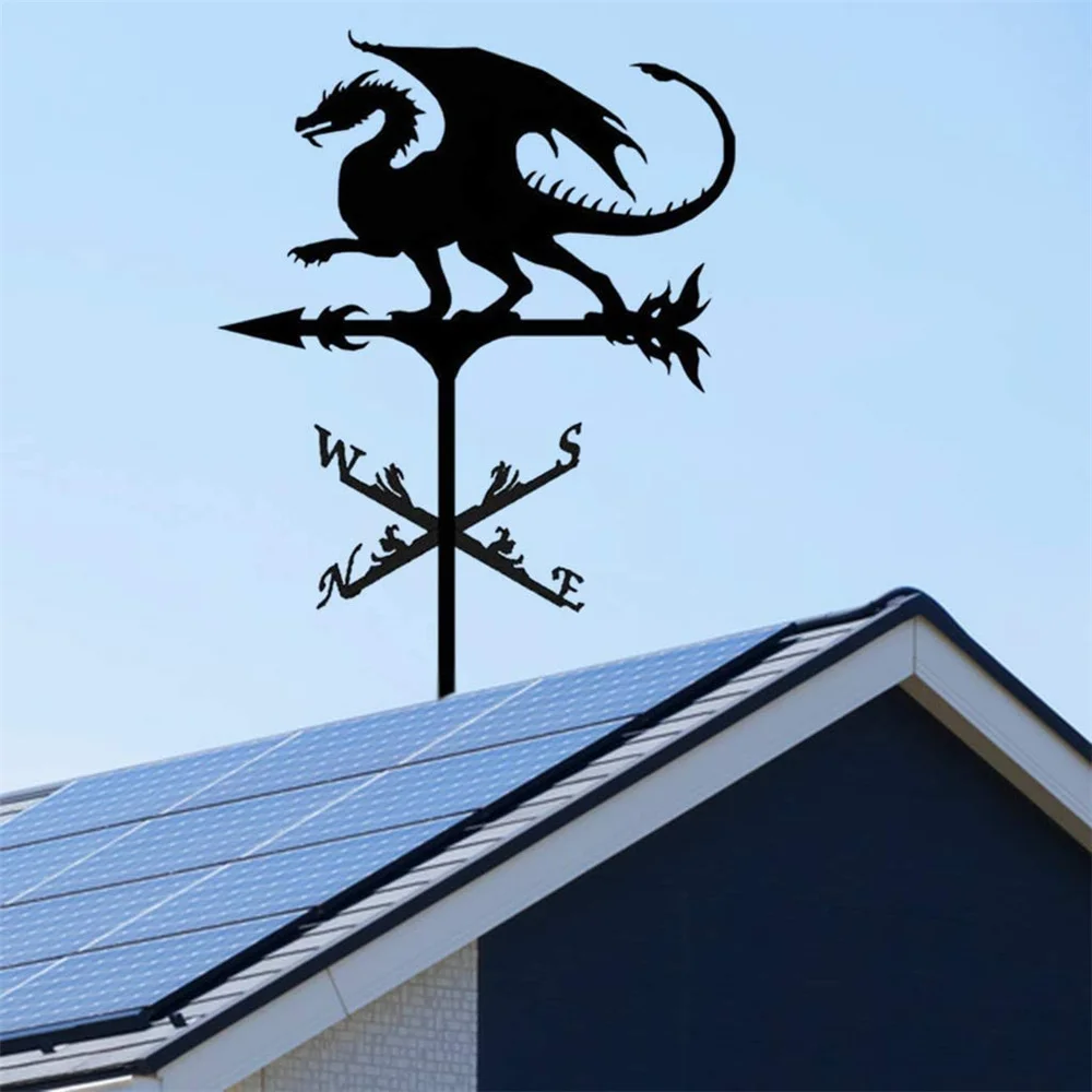 Dragon Weathervane Roof Mount Iron Weather Vane Metal Wind Direction Indicator Speed Spinner Outdoors Roof Yard Decorations