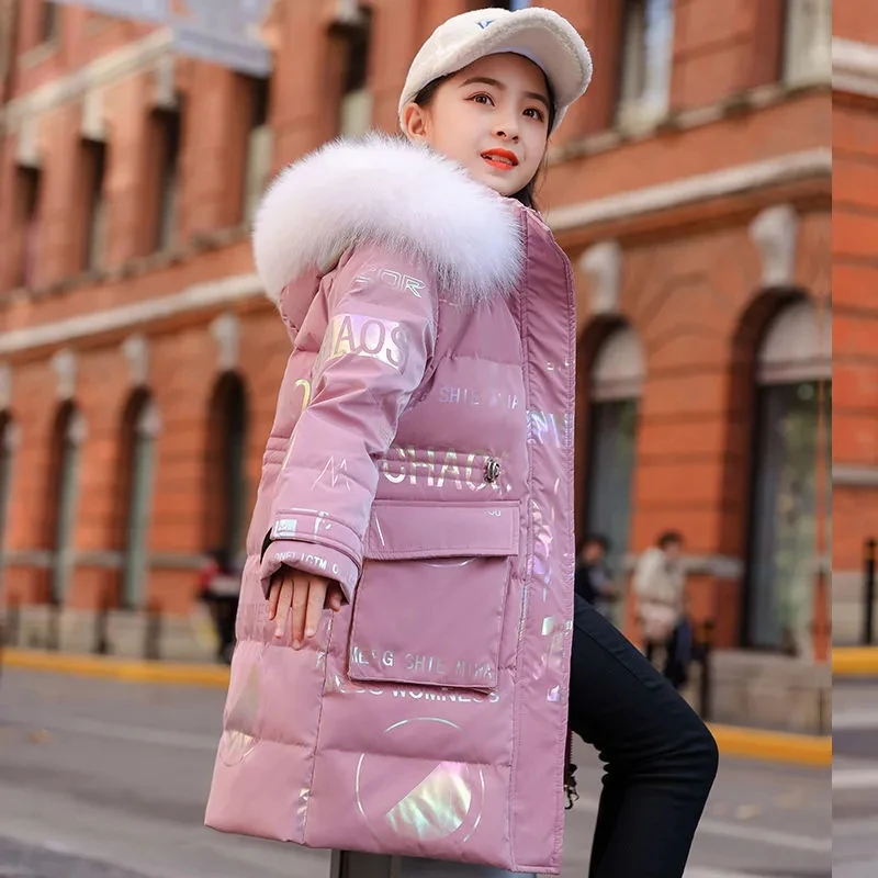 Winter Down cotton Jacket Girls Waterproof Hooded Coat Children Outerwear Clothing Teenage 5-16Y clothes Kids Parka Snowsuit down jacket children jackets girls coat