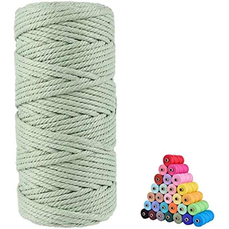 

100% Natural Macrame Cotton Cord 3mm Twine String Cord Colored Cotton Rope Craft Cord for DIY Crafts Knitting Plant Hangers