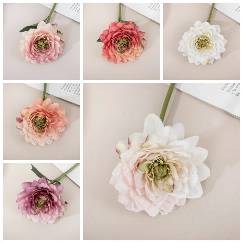 

10pcs/Set Beautiful Artificial Peony Flowers Silk Dahlia Bouquet Autumn Decor for Home Wedding Hydrangea Fake Flower Table Decor