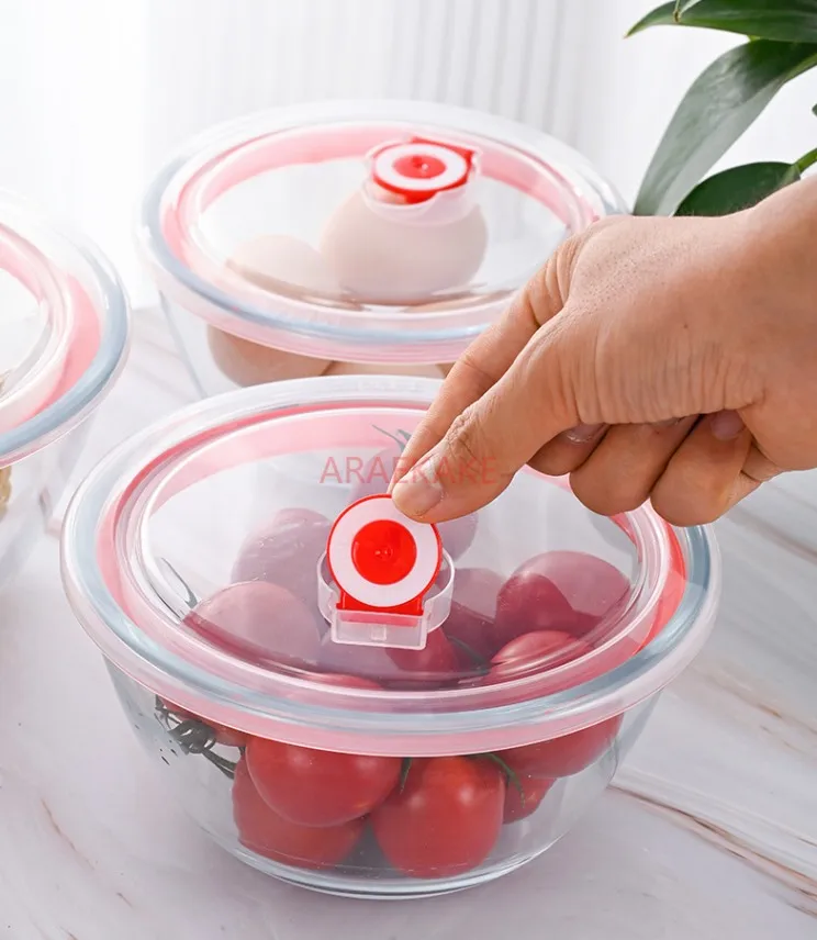 Set di ciotole in vetro (4.2 l, 2.5 l, 1 l), insalatiera in vetro grande, rotonde, per la cucina