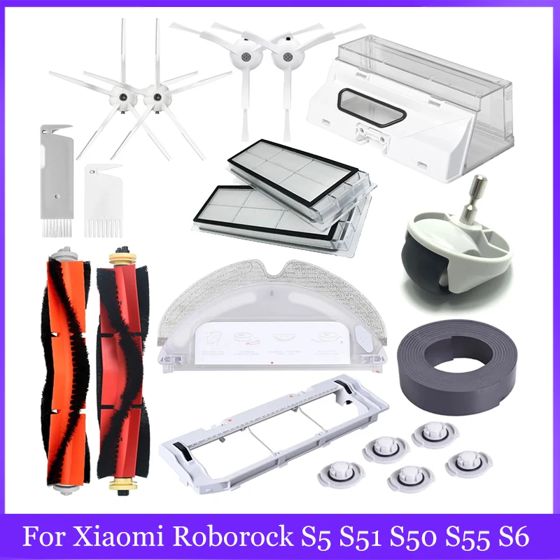 Scatola della polvere del serbatoio dell'acqua per XiaoMi Roborock S5 S50 S51 S55 S6 S60 S6 Pure Aspirapolvere Pezzi di ricambio Spazzola laterale/principale Accessori  6