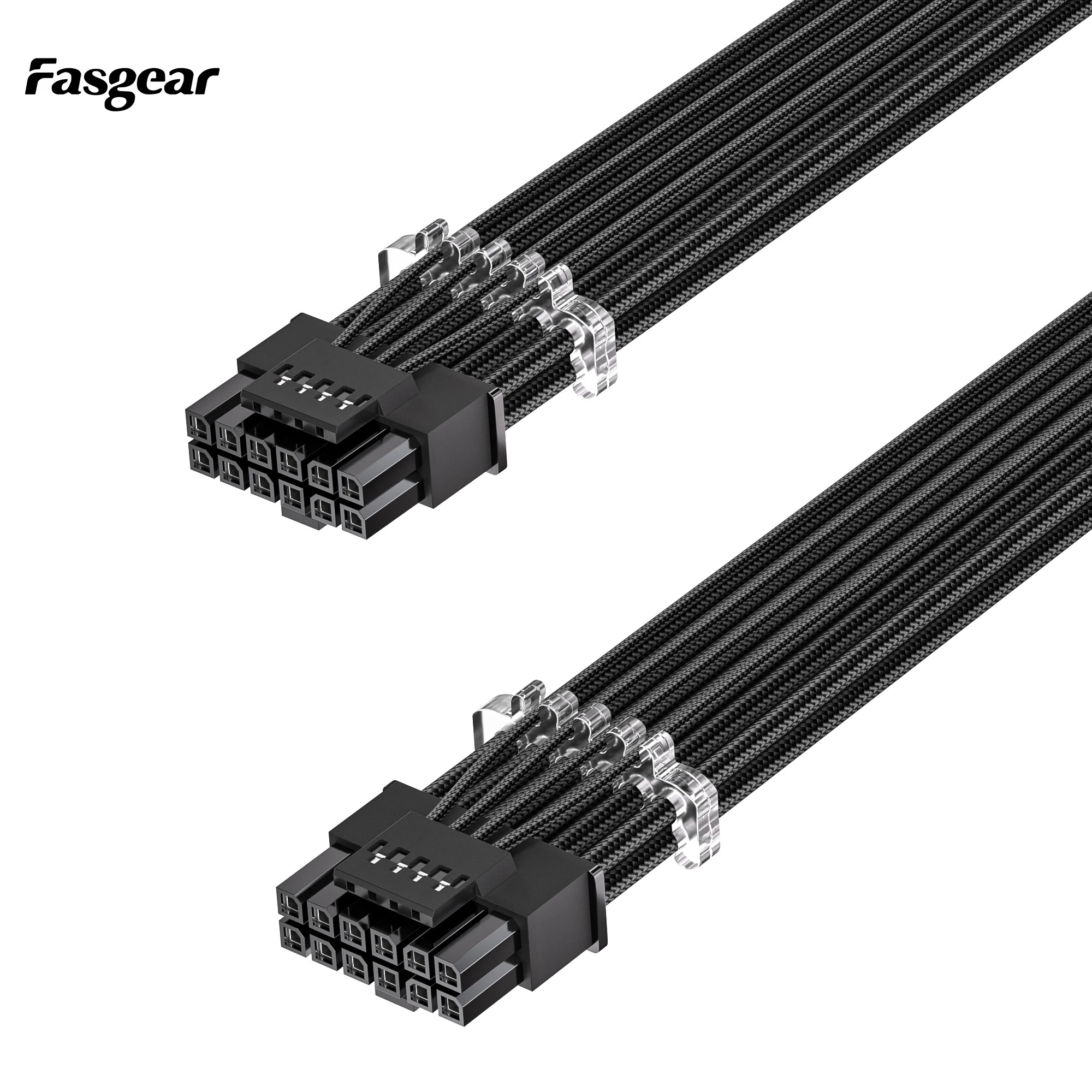 Cabo de Alimentação Fasgear Pci-e 5.0 Gpu70cm 16pin 12 Mais 12vhpwr Macho ao Cabo de Mangas Compridas Masculino com Pentes Cabo de Alimentação 600w Pcie 5