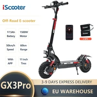 iScooter GX3Pro 11inch Electric Scooter 1500W E-Scooter 48V 17.5Ah 60KM Escooter 50km/h High-Speed Support APP Aviation Grade Aluminum Alloy Foldable Scooter 1