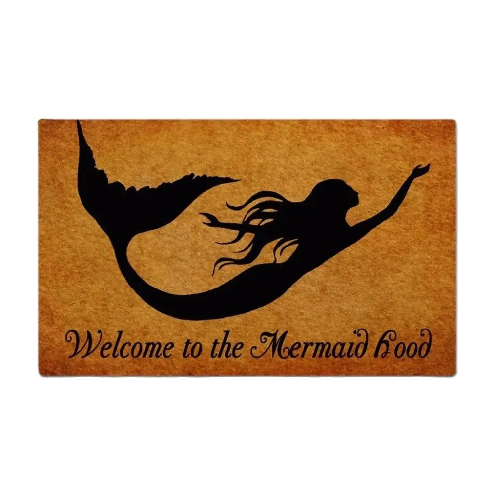 

Welcome To The Mermaid Hood Funny Doormat Outdoor Indoor Porch Patio Party Holiday Home Decor Floor Door Mat Rug Rubber Non Slip