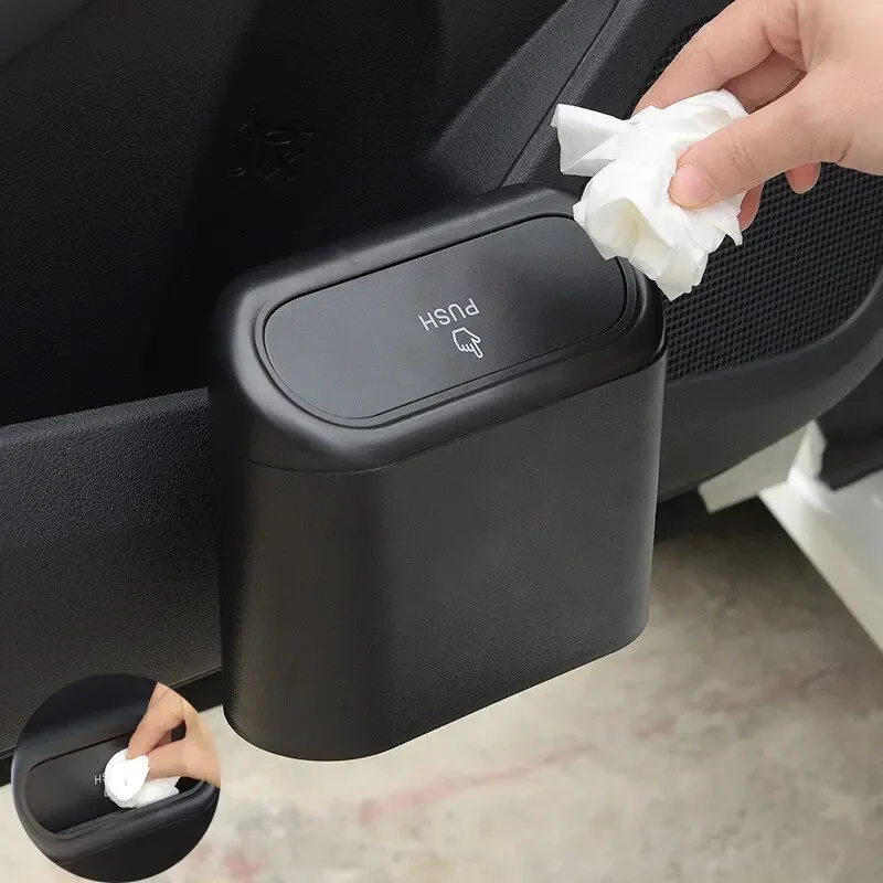 Multifunctional Portable Car Trash Can Hanging Mini Vehicle Garbage Organization with Lid Folding Automotive Garbage Storage Box