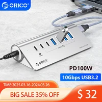 ORICO 10Gbps USB 3.2 Docking Station Hub Type C Splitter PD60W Charging Adapter Multi 4/7 Ports Switch For PC Laptop Accessories 1
