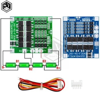BMS 4S 3.2V 3.7V 30A LiFePO4 / Scheda di protezione carica batteria al litio 12.8V 14.4V 18650 32650 Batteria con bilanciamento