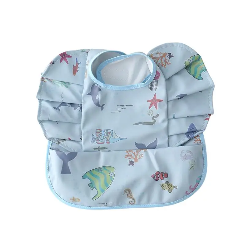 

Toddler Bibs Short Sleeve Waterproof Bib For Kids Bib With Food Catcher Square Adjustable Bandana Bibs Gift For 1-3 Baby Girls