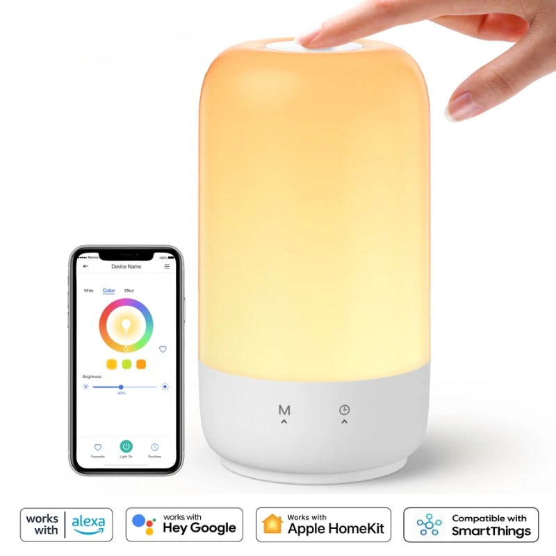 

Meross HomeKit Smart Wi-Fi Table Lamp RGBWW Dimmable Touch Control Bedside Night Light Support Alexa Google Home SmartThings