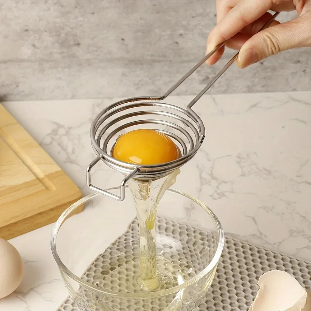 Stainless Steel Egg Separator Long Handle Yolk White Divider Food Grade for Baking Cooking Kitchen Tool Easy Clean Hanging Hook Stainless Steel Egg Separator Long Handle Yolk White Divider Food Grade for Baking Cooking Kitchen Tool Easy Clean Hanging Hook