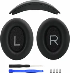 Premium Replacement Ear Cushions - Soft Protein Leather Earpads (Set BK)