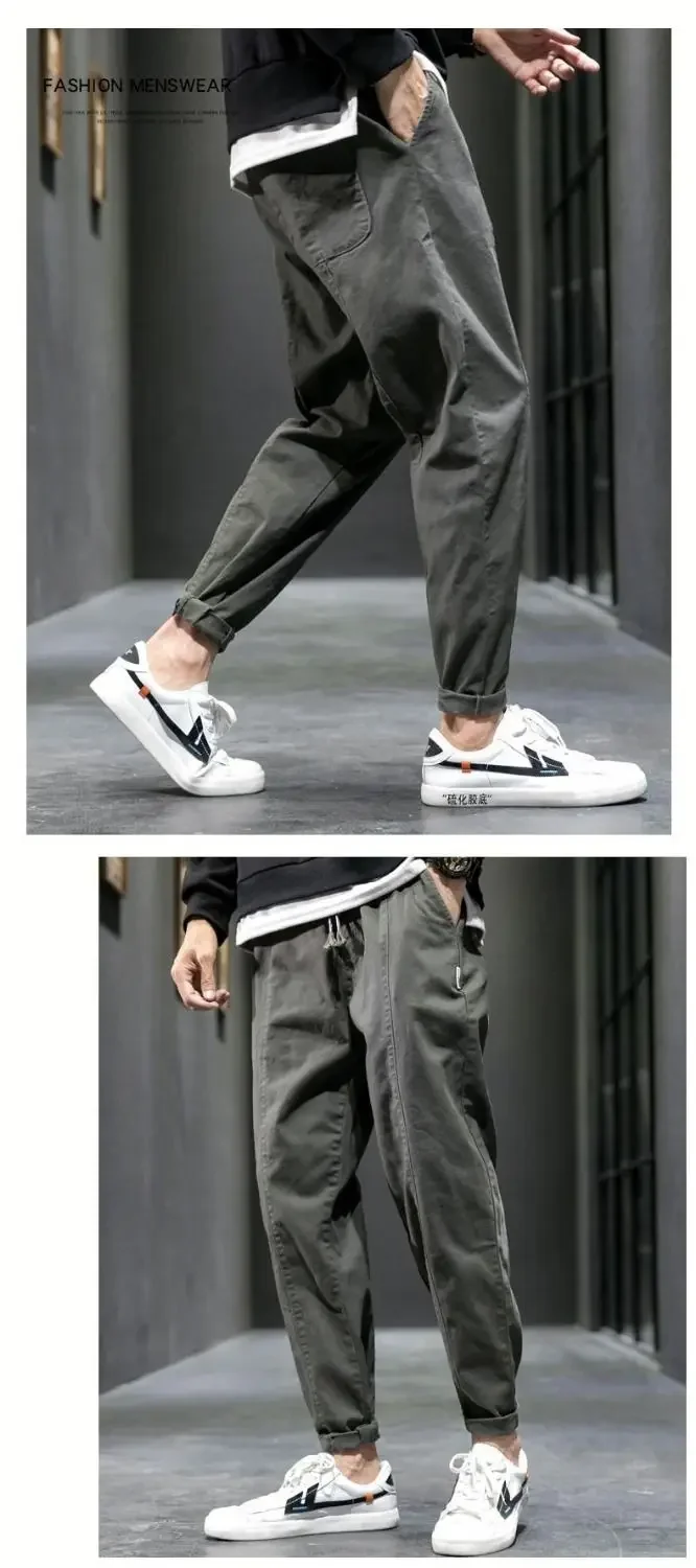 Spring Autumn New Fashion HarajukuY2K Solid Cotton Pants Man - Uniqwear