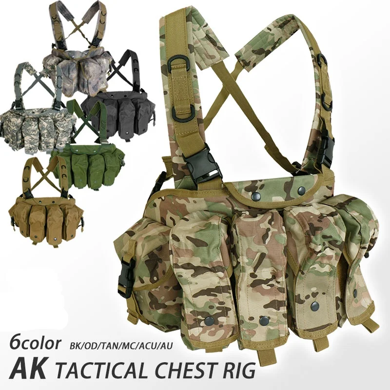 AK Chest Rig Molle Tactical Vest  Equipment AK 47 Magazine Pouch Outdoor Airsoft Paintball Hunting Vest