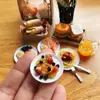 NEW Cute 1/6 Scale Dollhouse Miniature Breakfast Mini Bread Waffle Bacon Bagel Clay Food for Doll Kitchen Toys Accessories 3