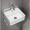 32/33/37cm Small Apartment Bathroom Sink Wall-mounted Ceramic Washbasin Balcony Washroom Corner Hanging Basin with Faucet Set 2