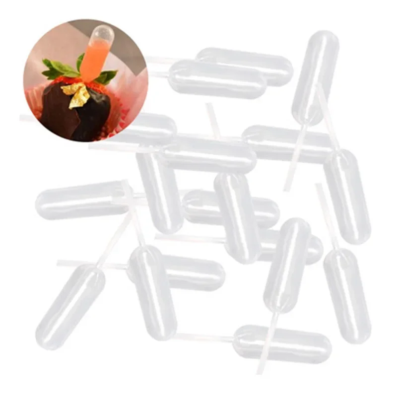 50Pcs Mini Dropper 4ml Disposable Jam Dropper Cupcakes Sauce Squeeze Transfer Pipettes Dessert Stuffed Cake Decor
