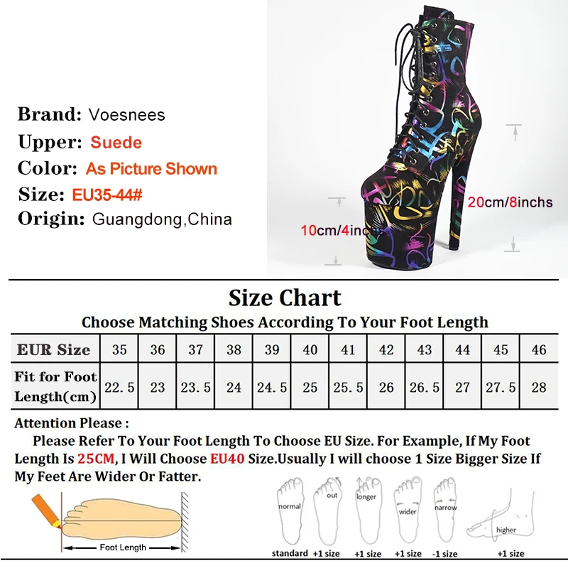 Women's Western Boot Sexy Nightclub 20cm 17CM Print Round Toe Short Boots Stripper Platform Pole Dance Ankle Boots High Heels