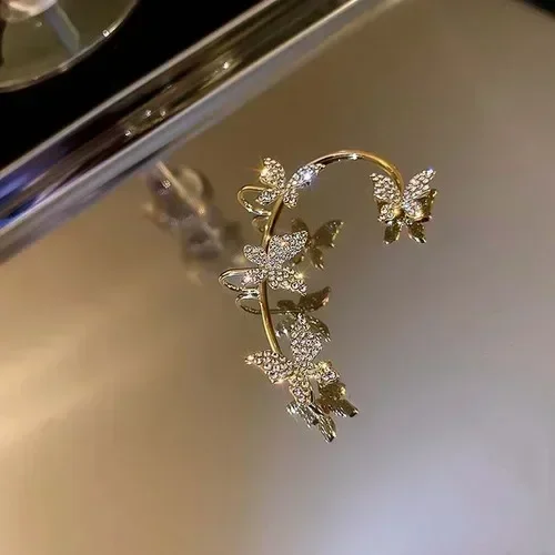 Gaby nuovo arriva placcato oro farfalla cz ear cuff strass Ear Cuff per le donne