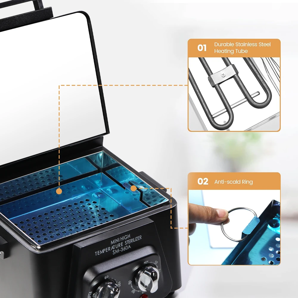 LINMANDA Sterilizer for Nail Tools High Temperature Metal Equipment High Temp for Spa Salon Barber Shops Salon Hairdressing Tool