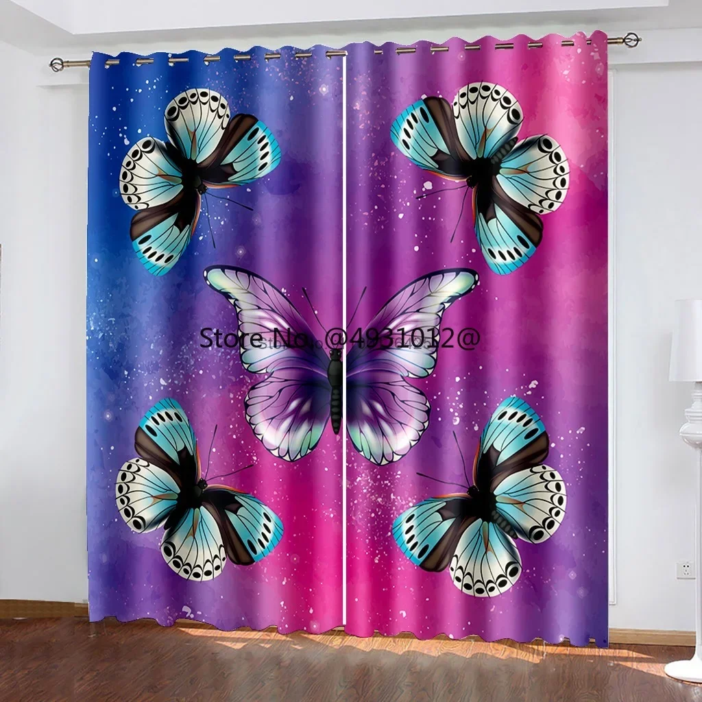 

2023 Butterfly Printed Blackout Curtains Curtain Drape Home Decoration Living Room Bedroom Cortinas Cloth Window Curtains