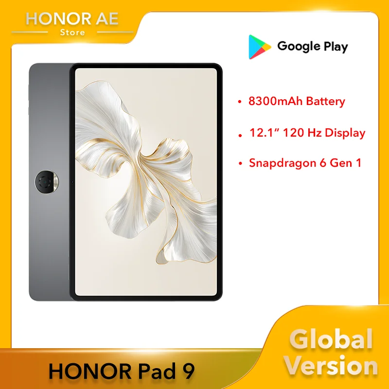 Global Version HONOR Pad 9 Tablet 12.1inches Screen Snapdragon 6 Gen 1 13MP Rear Camera 8300mAh Battery BT5.1 Eight speakers