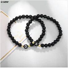 Initial Letter MAMA Black Beads Bracelet MOM Beaded Bangles For Women 2021 Mother's Day Gifts Bracelets Fashion Family Jewelry