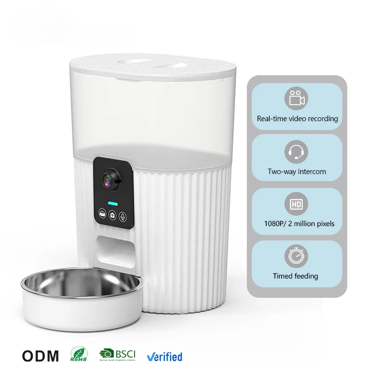 

Hot Selling Smart Durable 3L Cat Food Dispenser Wifi Connection App Remote Control Timer Camera Monitoring Automatic Pet Feeder