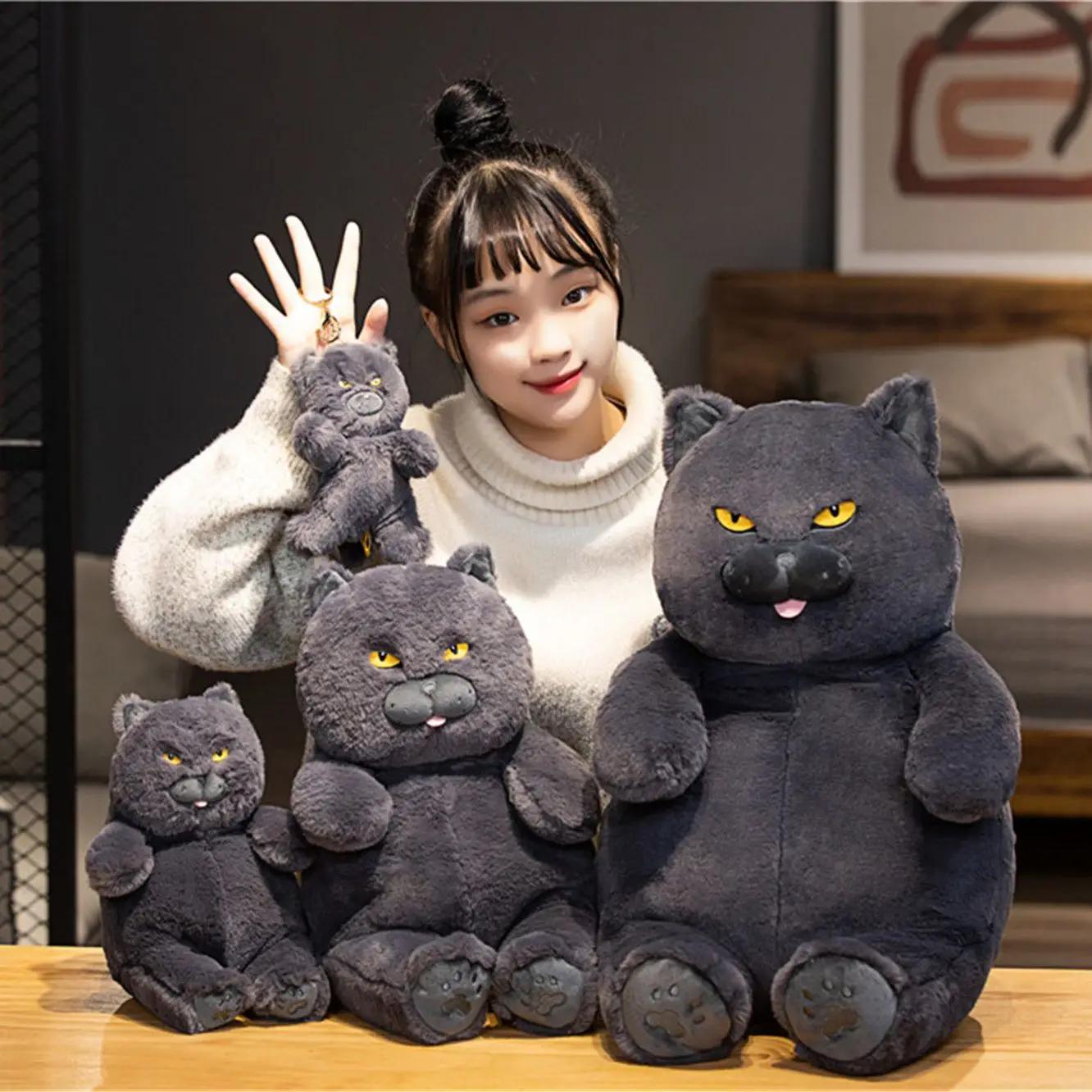 30/45/60cm Lovely Chubby Plush British Shorthair Cat Toys Soft Stuffed  Animal Cat Dolls Kids Sleeping Cushion Nice Birthday Gift